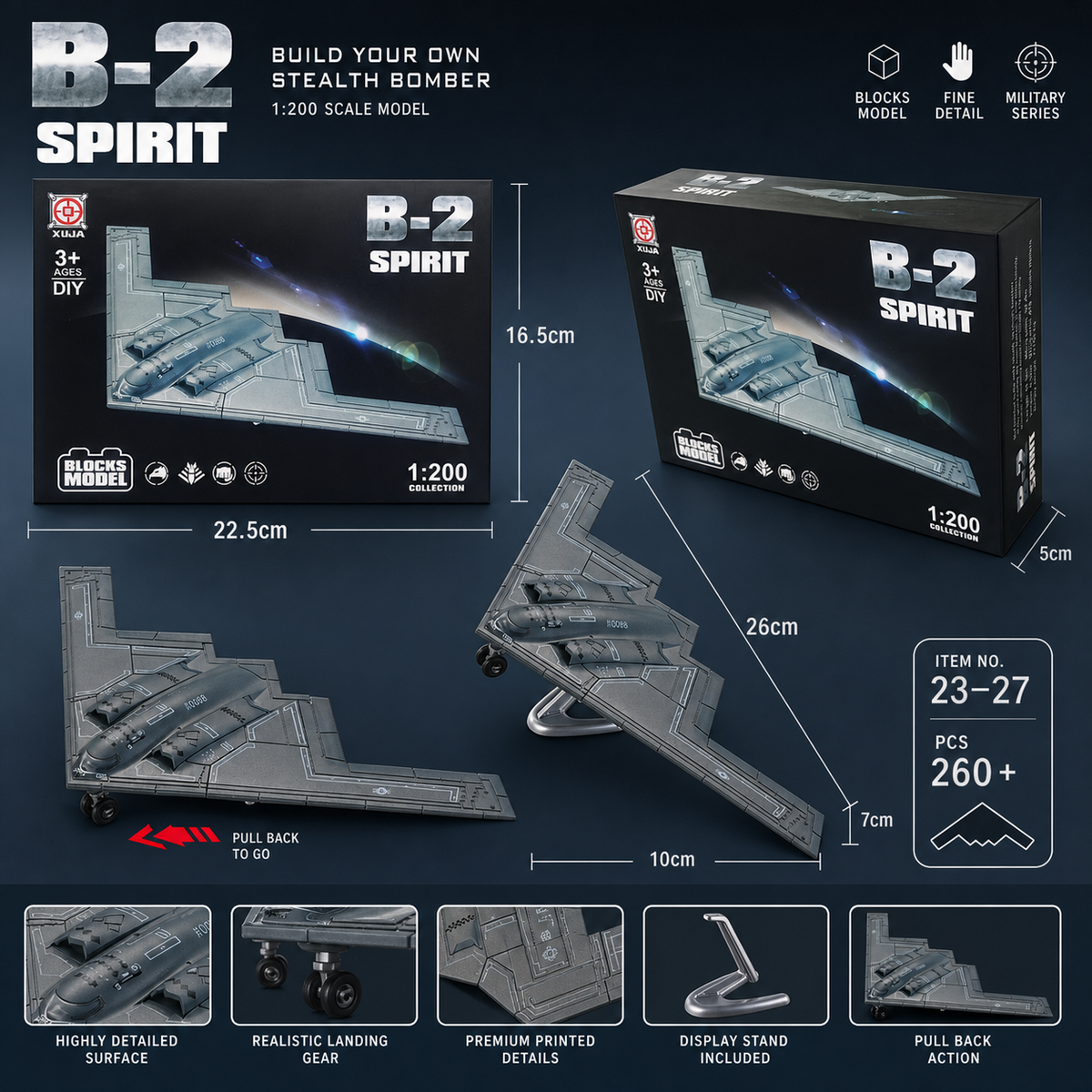 B-2 Spirit Stealth Bomber Model – 1:200 DIY Building Blocks