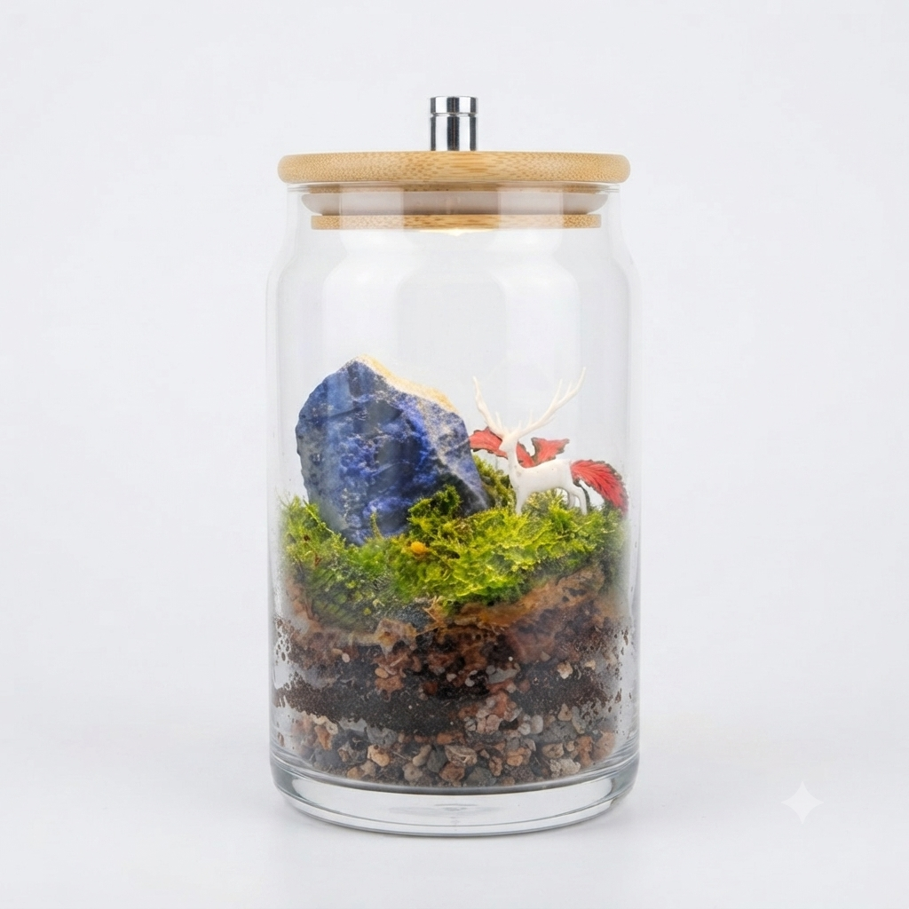 Natural Decorative Stone Terrarium with LED Light