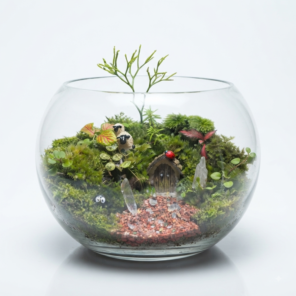 Fairy Forest Moss Terrarium with sheep