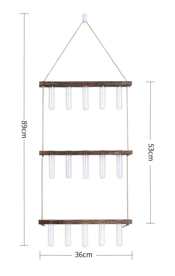 Three-Tier Wooden Test Tube Plant Hanger – 15 Tubes