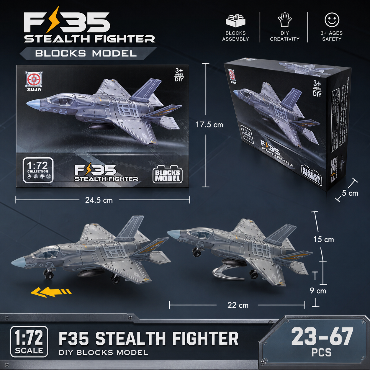 F-35 Stealth Fighter Building Blocks Model – 1:72 DIY Aircraft