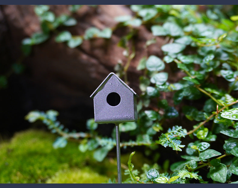 Miniature Metal Birdhouse – Terrarium & Garden Decor| Miniature Decor