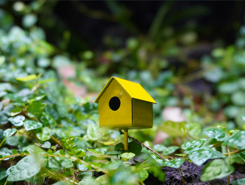 Miniature Metal Birdhouse – Terrarium & Garden Decor| Miniature Decor