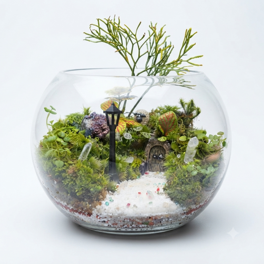 Fairy Forest Moss Terrarium | Street lamp