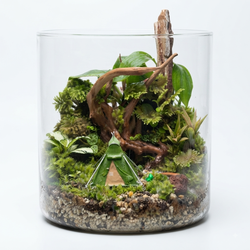 Forest Camping Moss Terrarium – Handmade Living Miniature Garden