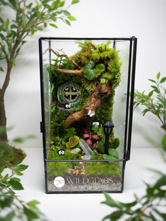 Vertical Hobbit Style Terrarium | Whimsical Mini World