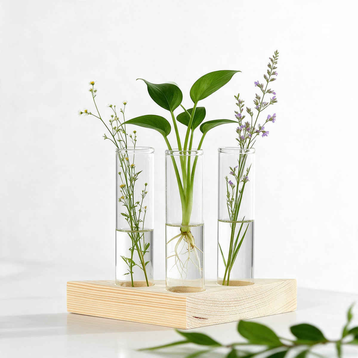 Three Tube Wooden Propagation Station | Triangle Stand