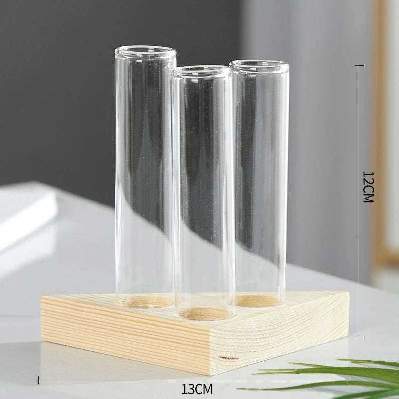 Three Tube Wooden Propagation Station | Triangle Stand