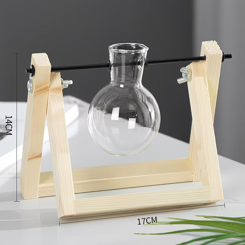 Glass Beaker Vase Wooden Propagation Station