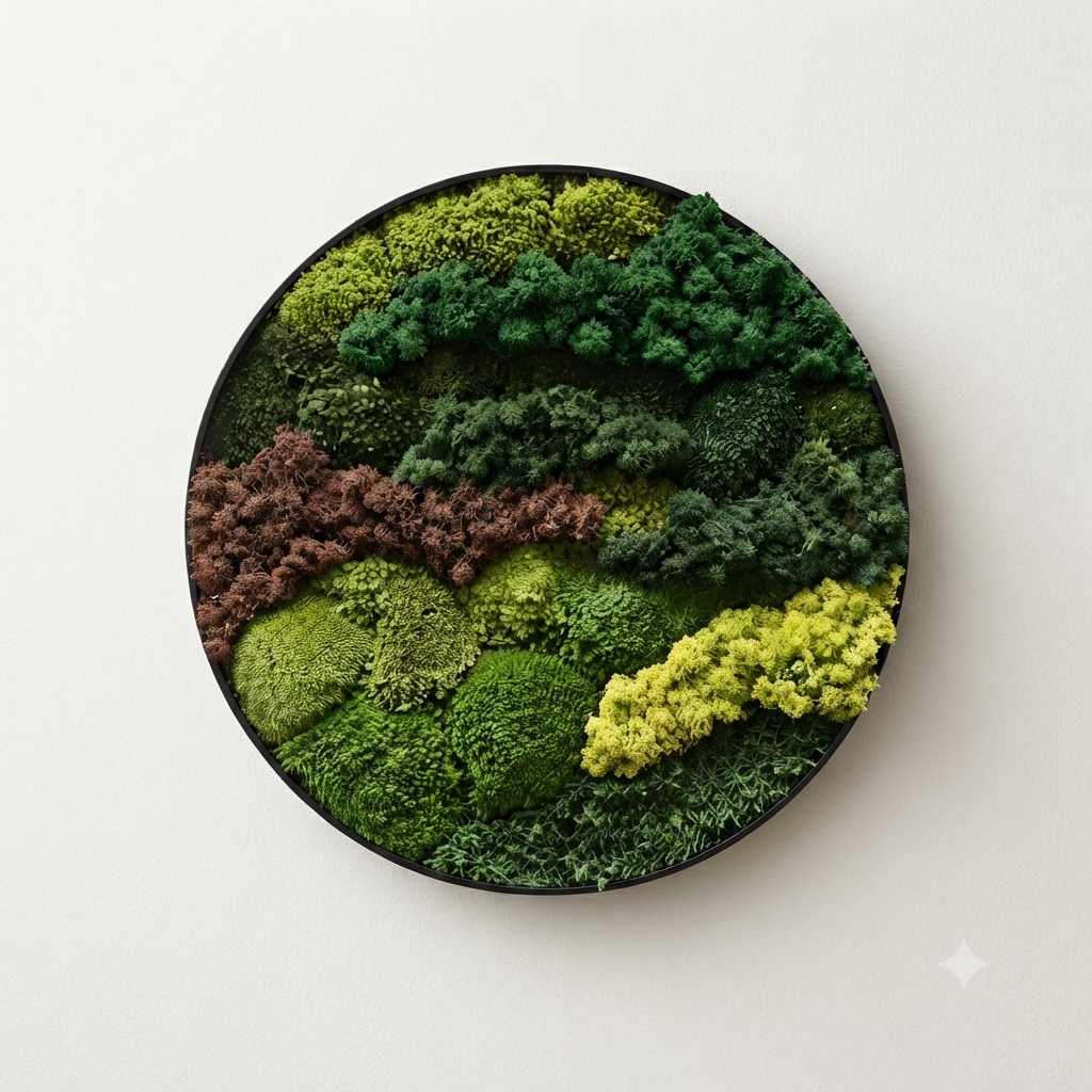 40cm Round Moss Wall Art | Handmade Botanical Wall Decor