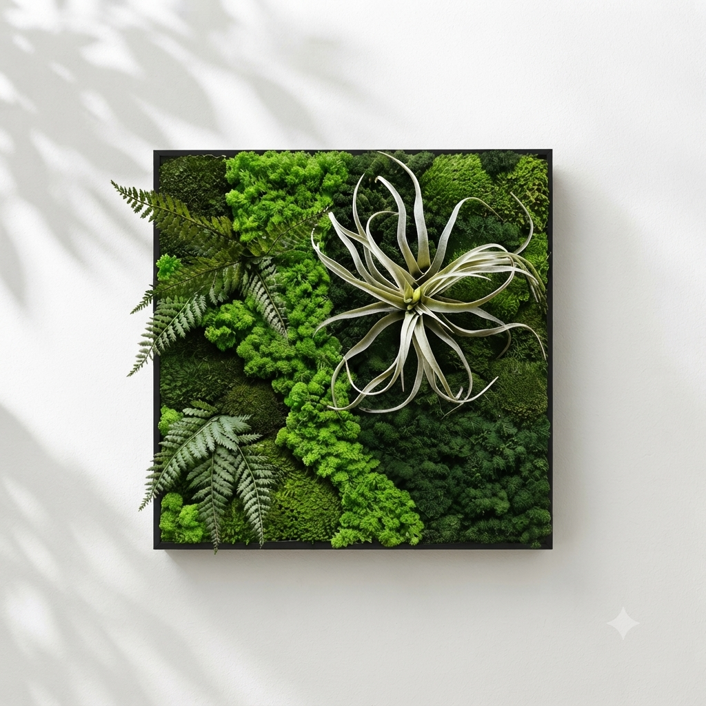 45cm Square Preserved Moss Botanical Wall Art