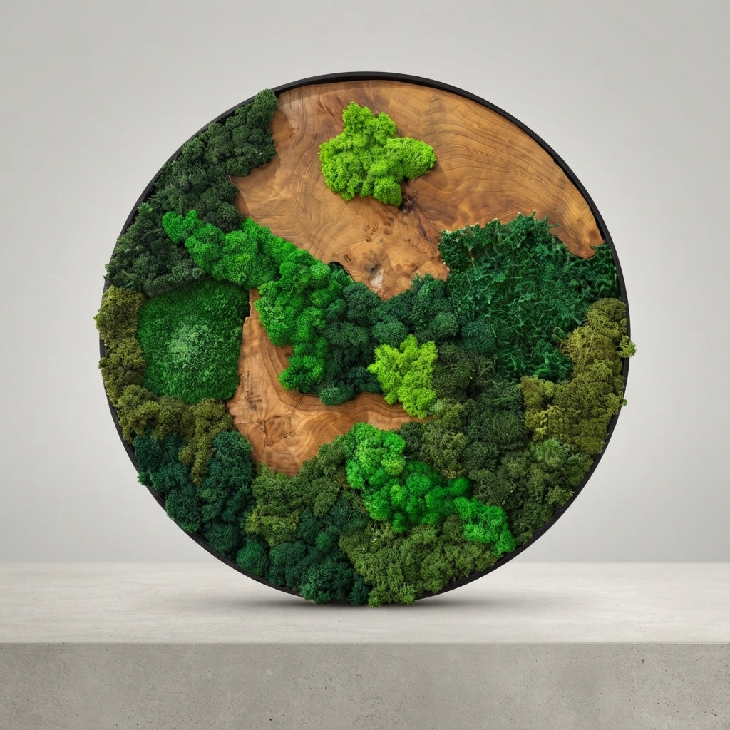 40cm Round Moss Wall Art | Botanical Wall Decor